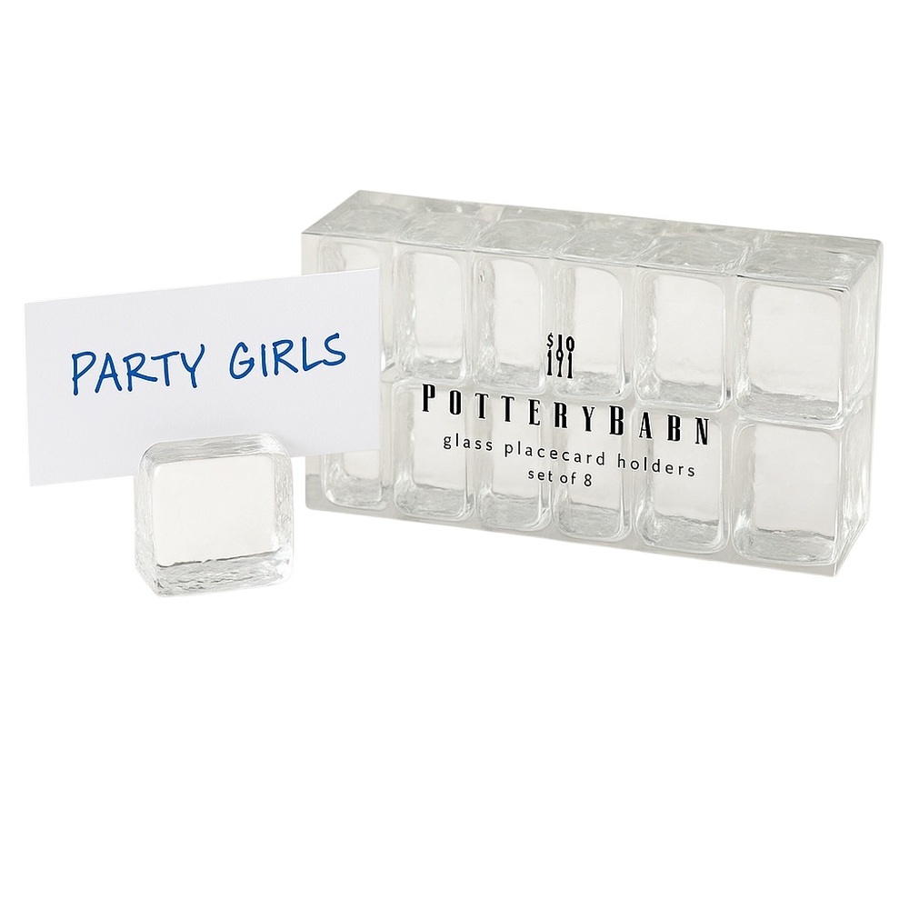 NOT FOR SALE Pottery Barn Clear Glass Placecard Holders Set of 8